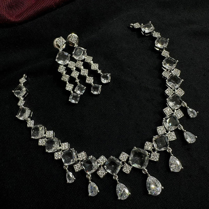 Manisha Jewellery Silver Plated AD Necklace Set