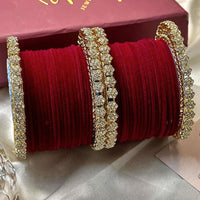 Manisha Jewellery Gold Plated Austrian Stone Velvet Bangles Set