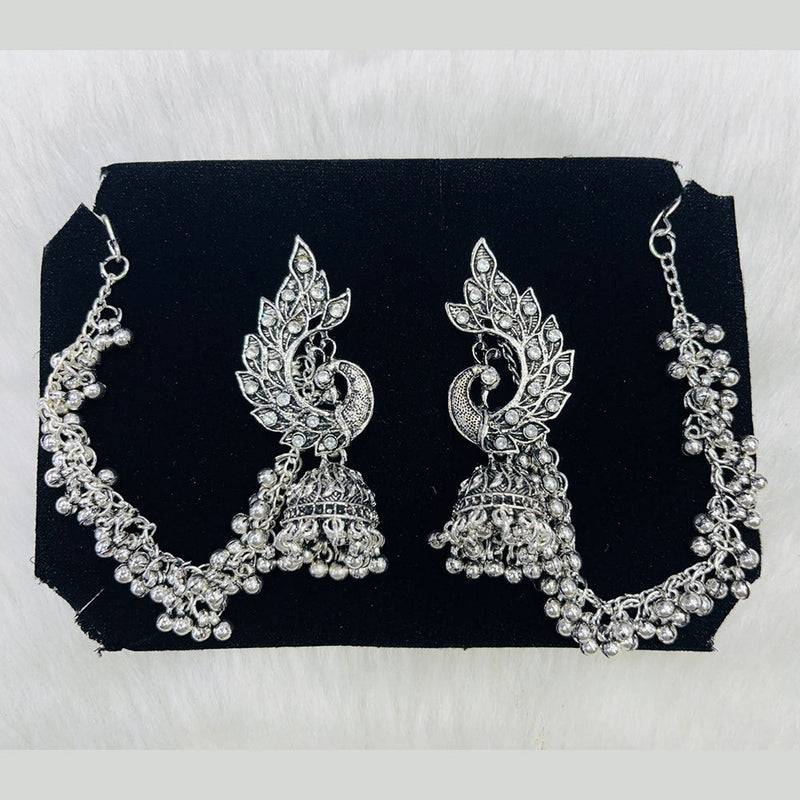 Manisha Jewellery Oxidised Plated Austrian Stone Kanchain Jhumki Earrings