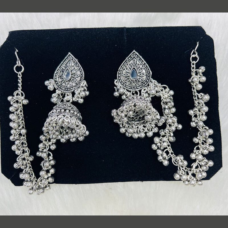 Manisha Jewellery Oxidised Plated Mirror Kanchain Jhumki Earrings