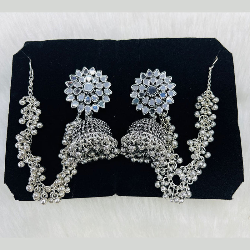 Manisha Jewellery Oxidised Plated Mirror Kanchain Jhumki Earrings