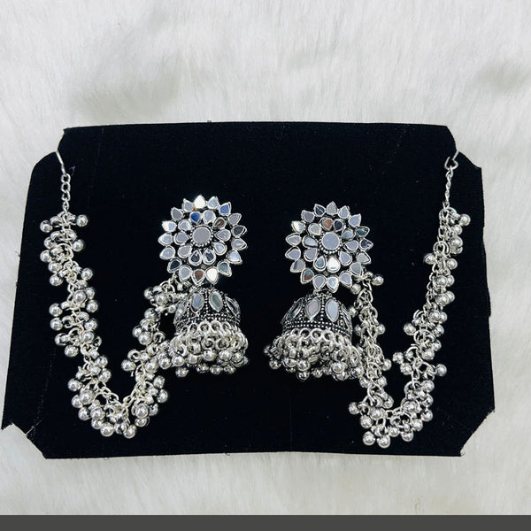 Manisha Jewellery Oxidised Plated Mirror Kanchain Jhumki Earrings