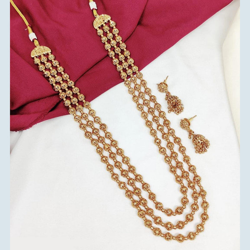 Manisha Jewellery Gold Plated Pearls Multi Layer Long Necklace Set