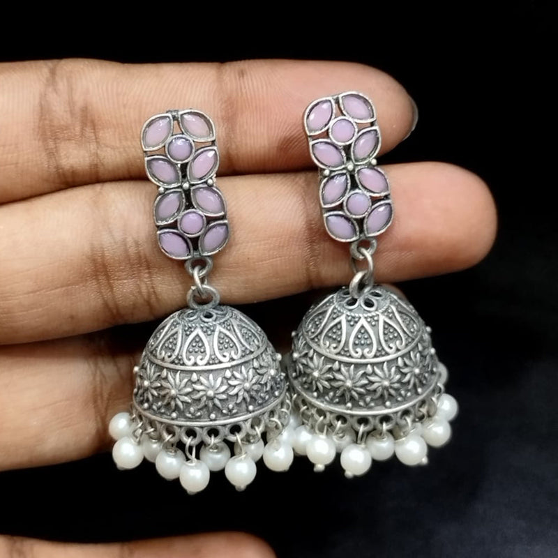 Manisha Jewellery Oxidised Plated Crystal Stone Jhumki Earrings