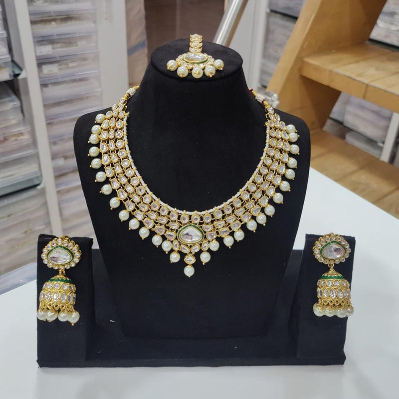 Manisha Jewellery Gold Plated Kundan Stone And Pearl Necklace Set