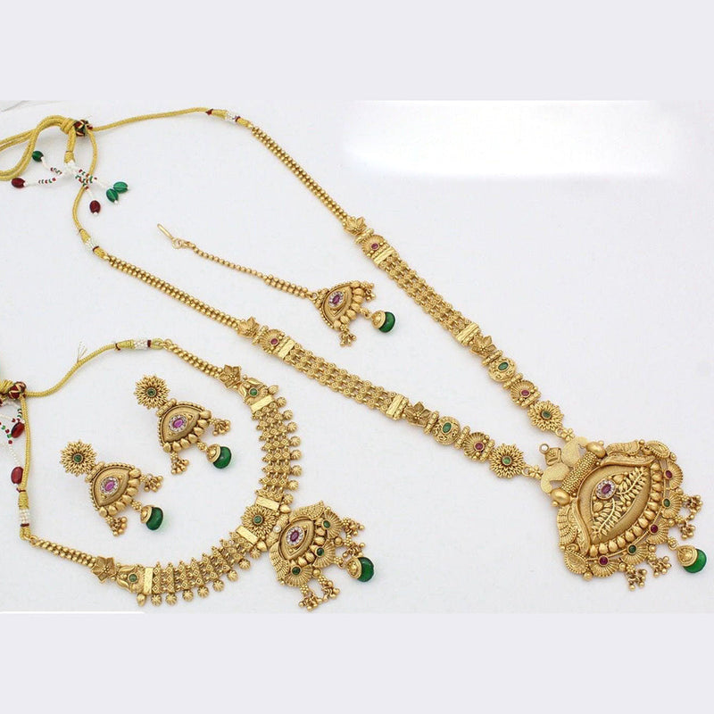 Manisha Jewellery Gold Plated Pota Stone Double Necklace Set