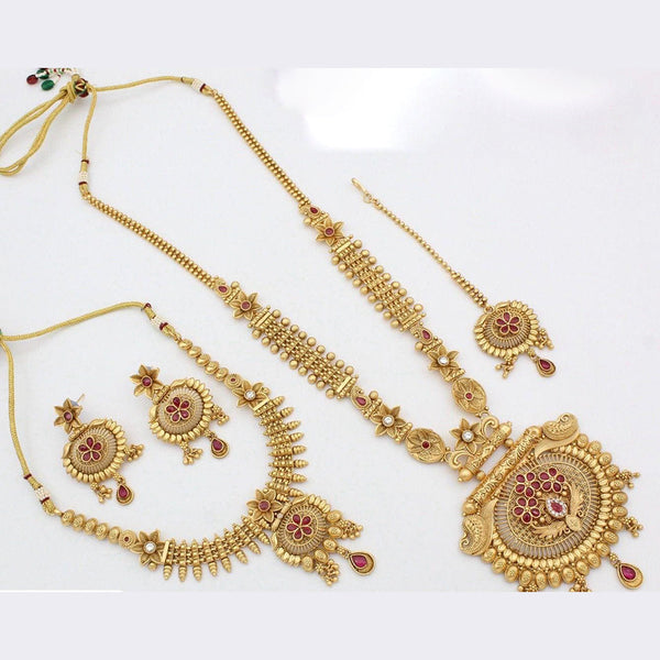 Manisha Jewellery Gold Plated Pota Stone Double Necklace Set