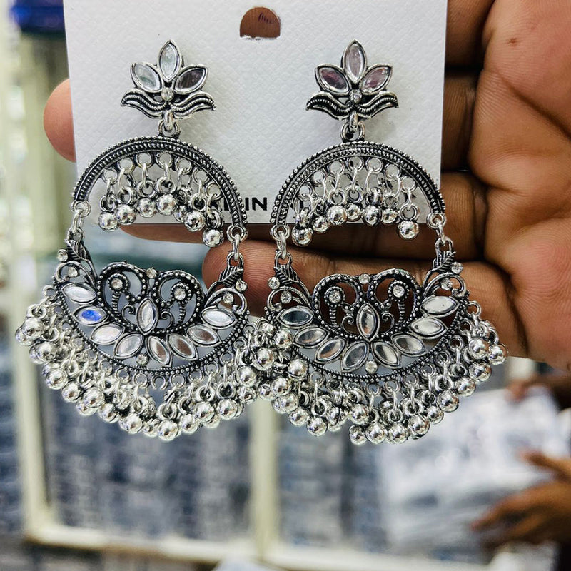 Manisha Jewellery Oxidised Plated Mirror And Ghungroo Dangler Earrings