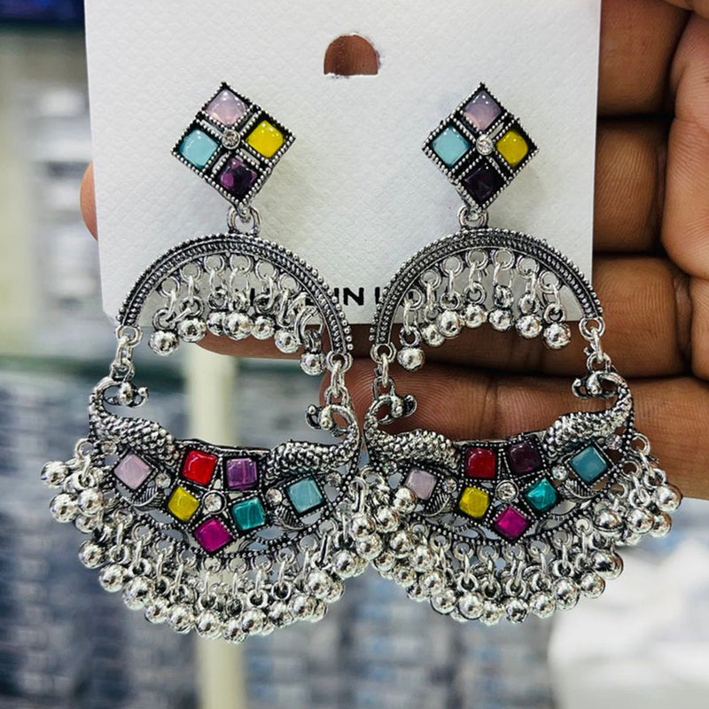 Manisha Jewellery Oxidised Plated Crystal Stone And Ghungroo Dangler Earrings