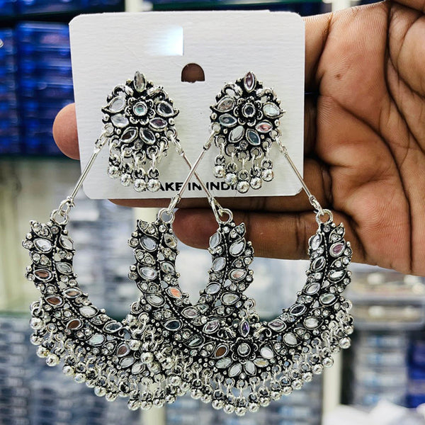 Manisha Jewellery Oxidised Plated Mirror And Ghungroo Dangler Earrings