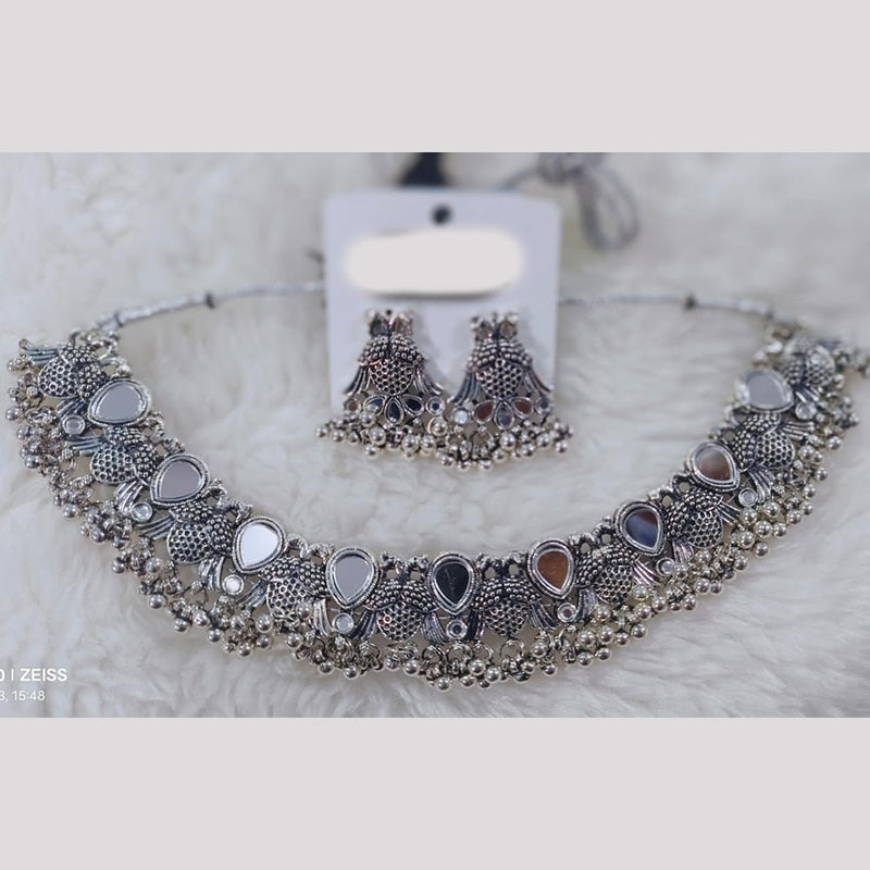 Manisha Jewellery Oxidised Plated Mirror Choker Necklace Set