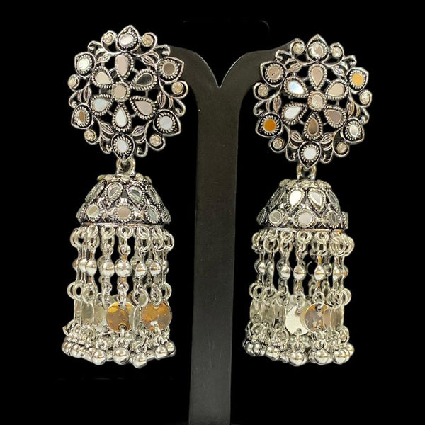 Manisha Jewellery Oxidised Plated Austrian Stone And Mirror Jhumki