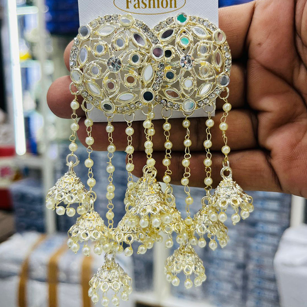 Manisha Jewellery Gold Plated Austrian Stone And Mirror Jhumki