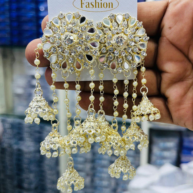 Manisha Jewellery Gold Plated Austrian Stone And Mirror Jhumki