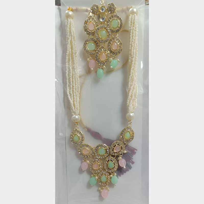 Manisha Jewellery Gold Plated Austrian Stone And Pearl Necklace Set