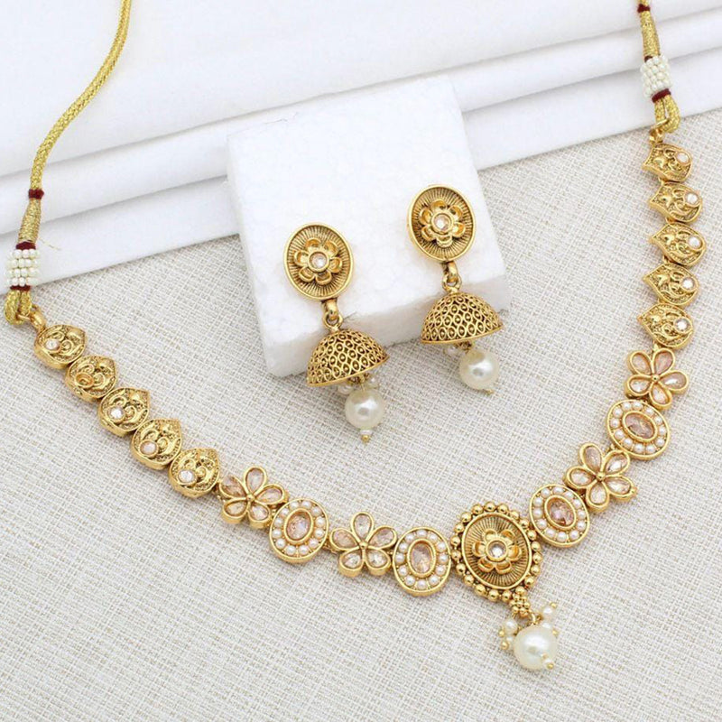 Manisha Jewellery Gold Plated Crystal Stone And Pearl Necklace Set