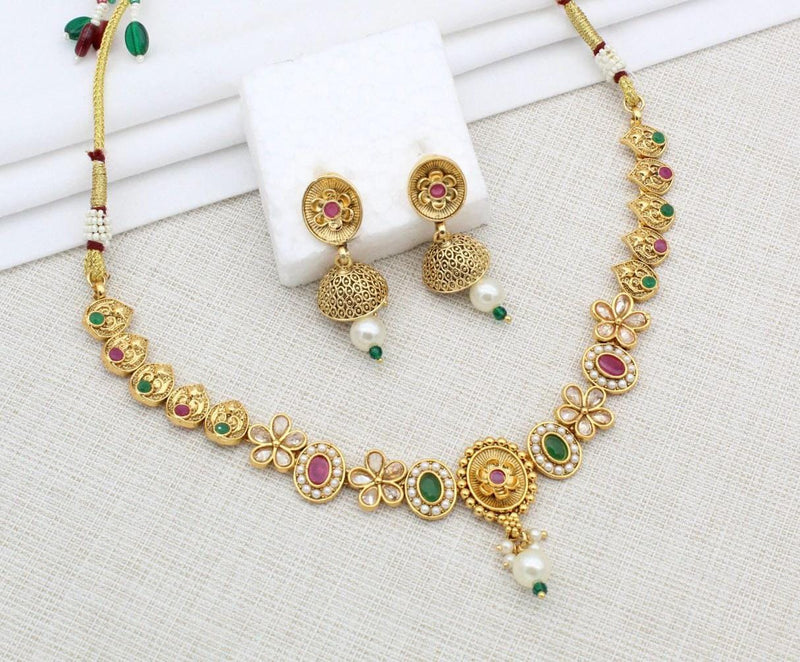 Manisha Jewellery Gold Plated Crystal Stone And Pearl Necklace Set