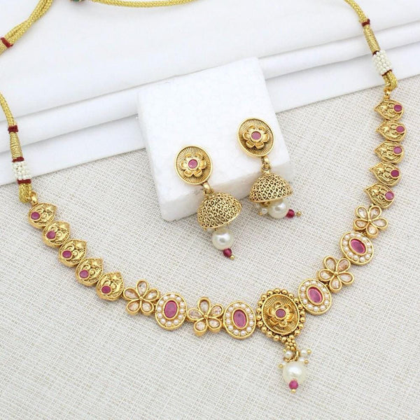 Manisha Jewellery Gold Plated Crystal Stone And Pearl Necklace Set