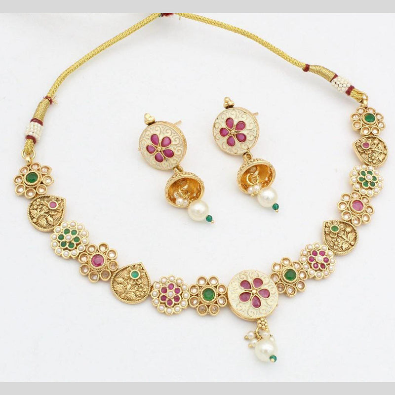 Manisha Jewellery Gold Plated Crystal Stone Necklace Set