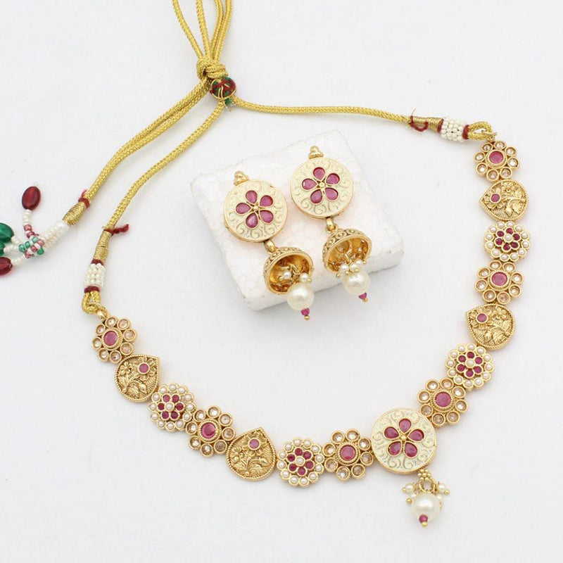 Manisha Jewellery Gold Plated Crystal Stone Necklace Set