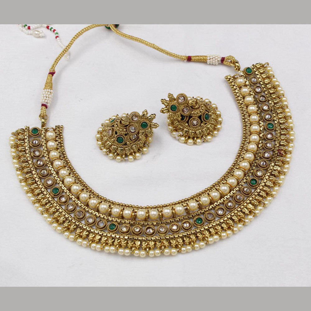 Manisha Jewellery Gold Plated Austrian Stone Pearls Necklace Set