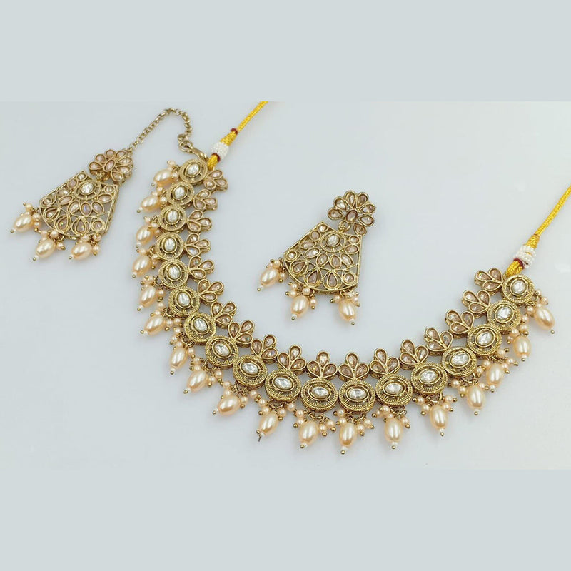 Manisha Jewellery Gold Plated Crystal Stone Pearls Necklace Set