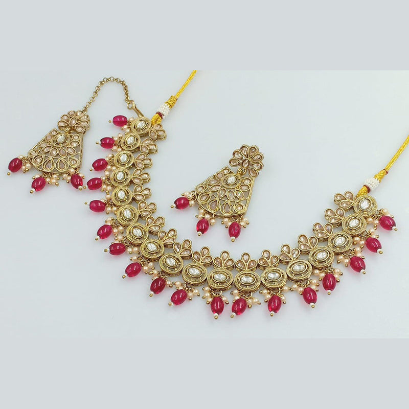 Manisha Jewellery Gold Plated Crystal Stone Pearls Necklace Set