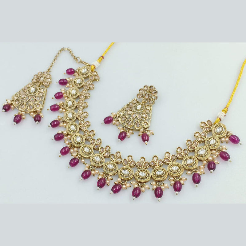 Manisha Jewellery Gold Plated Crystal Stone Pearls Necklace Set