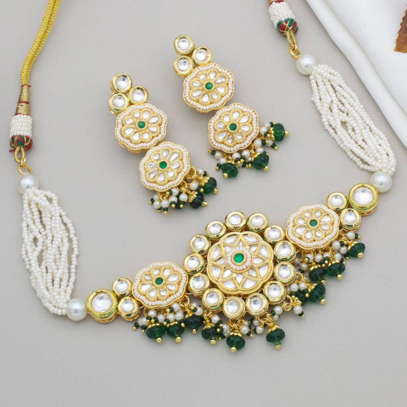 Manisha Jewellery Gold Plated Kundan Stone And Pearl Choker Necklace Set