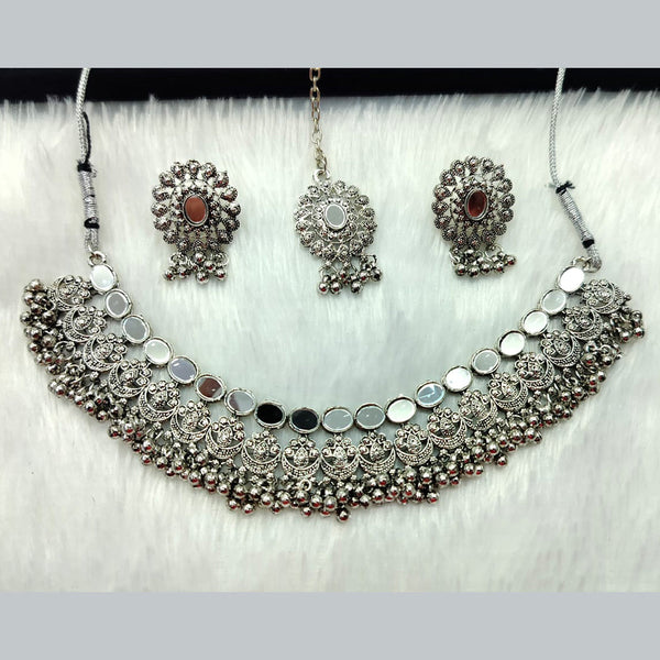 Manisha Jewellery Oxidised Plated Mirror Choker Necklace Set