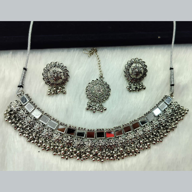 Manisha Jewellery Oxidised Plated Mirror Choker Necklace Set