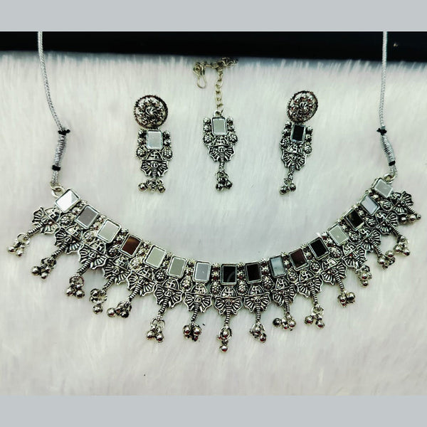 Manisha Jewellery Oxidised Plated Mirror Choker Necklace Set