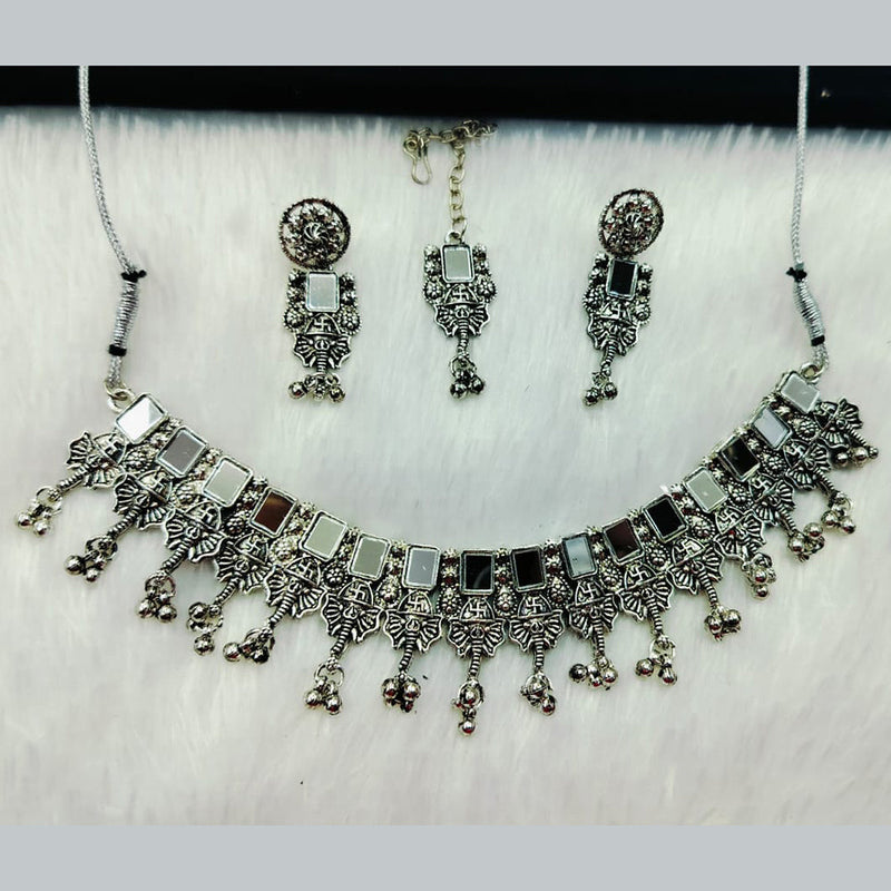 Manisha Jewellery Oxidised Plated Mirror Choker Necklace Set