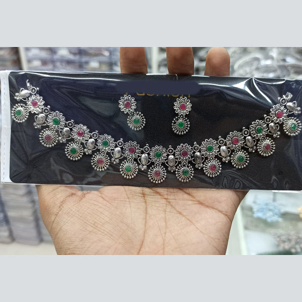 Manisha Jewellery Oxidised Plated Pota Stone Choker Necklace Set