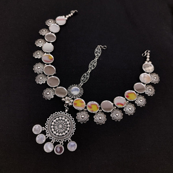 Manisha Jewellery Oxidised Plated Mirror Damini Maangtikka