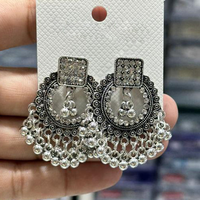 Manisha Jewellery Oxidised Plated Austrian Stone And Ghungroo Dangler Earrings