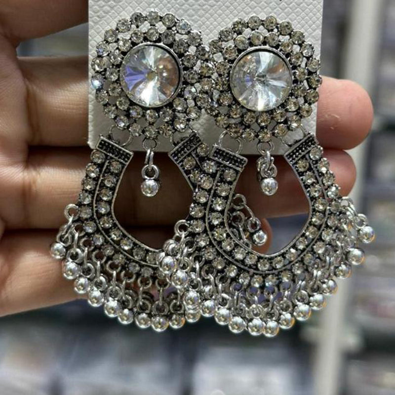 Manisha Jewellery Oxidised Plated Austrian Stone And Ghungroo Dangler Earrings