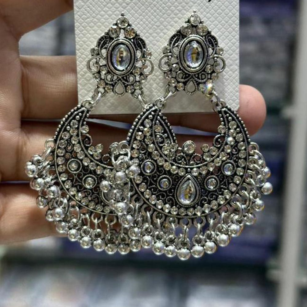 Manisha Jewellery Oxidised Plated Austrian Stone And Ghungroo Dangler Earrings