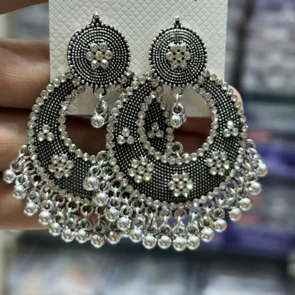 Manisha Jewellery Oxidised Plated Austrian Stone And Ghungroo Dangler Earrings