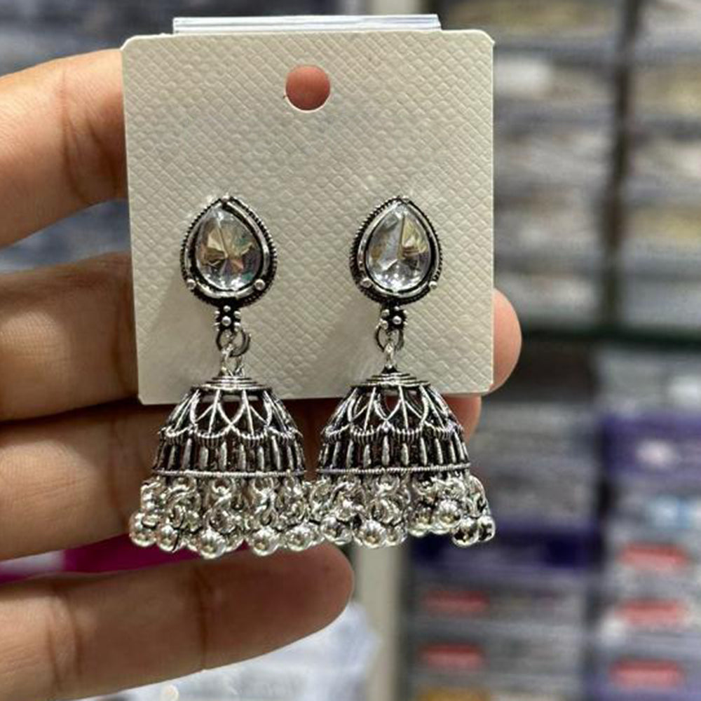 Manisha Jewellery Oxidised Plated Crystal Stone Jhumki