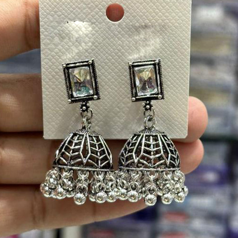 Manisha Jewellery Oxidised Plated Crystal Stone Jhumki