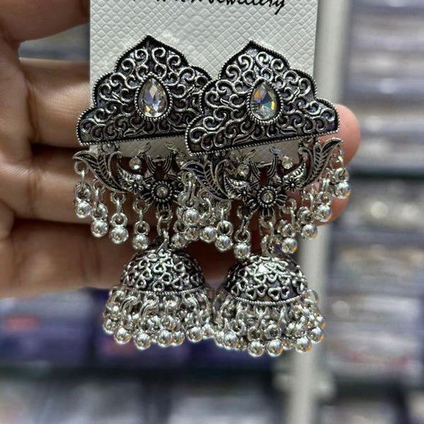 Manisha Jewellery Oxidised Plated Crystal Stone Jhumki