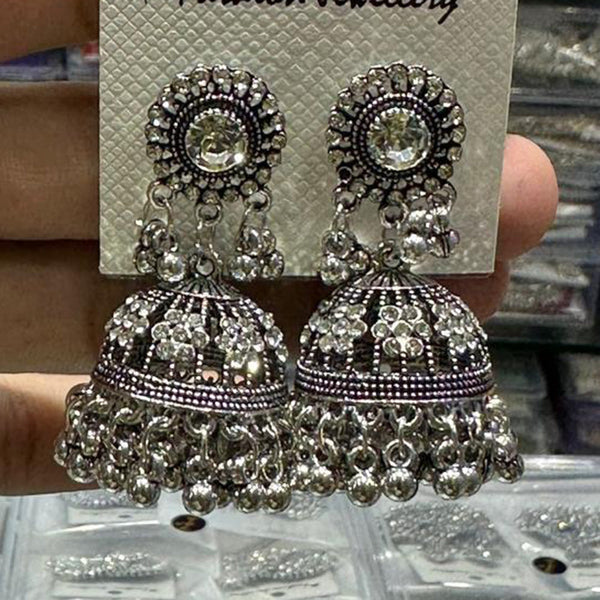 Manisha Jewellery Oxidised Plated Austrian Stone Jhumki