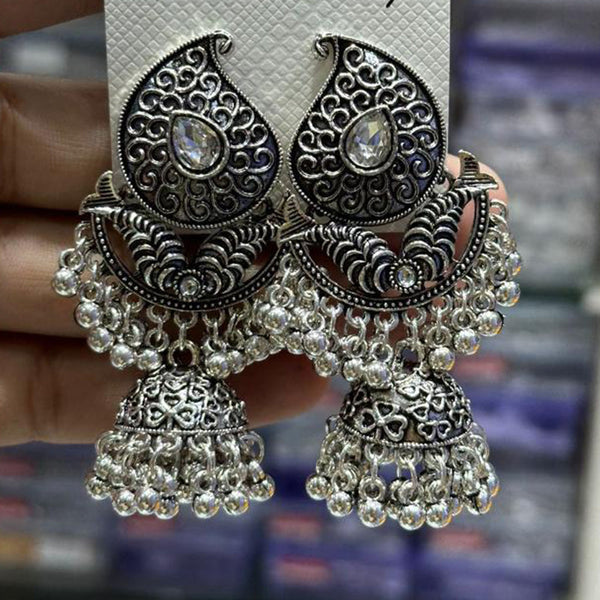 Manisha Jewellery Oxidised Plated Crystal Stone Jhumki