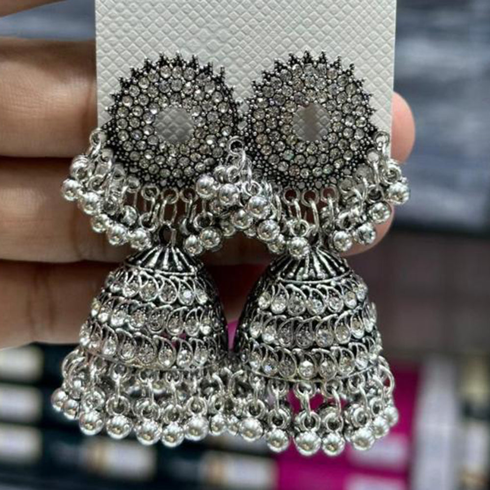 Manisha Jewellery Oxidised Plated Austrian Stone Jhumki