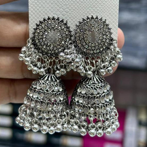 Manisha Jewellery Oxidised Plated Austrian Stone Jhumki