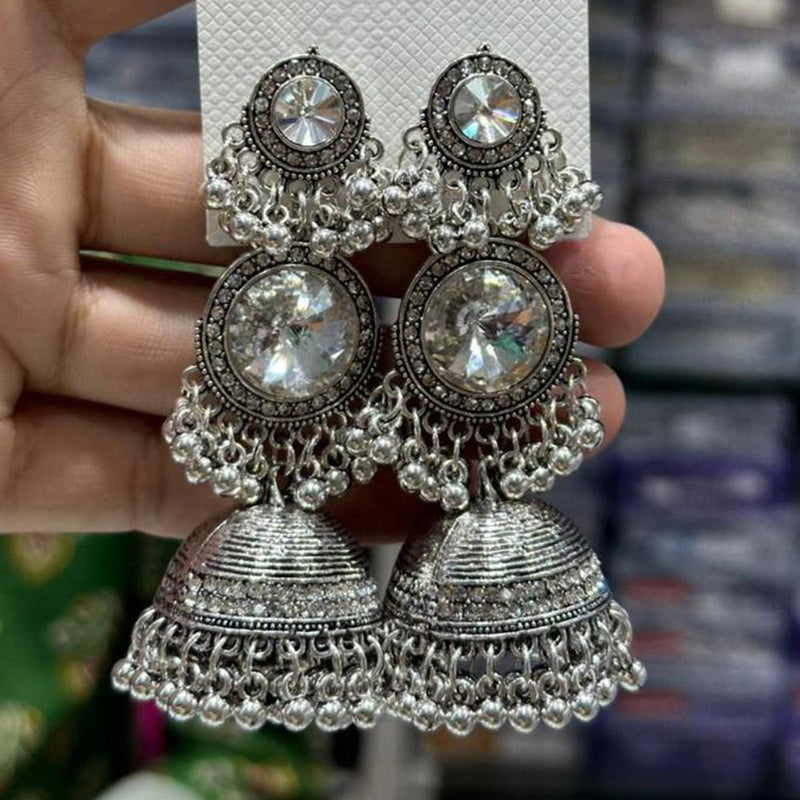 Manisha Jewellery Oxidised Plated Crystal Stone Jhumki