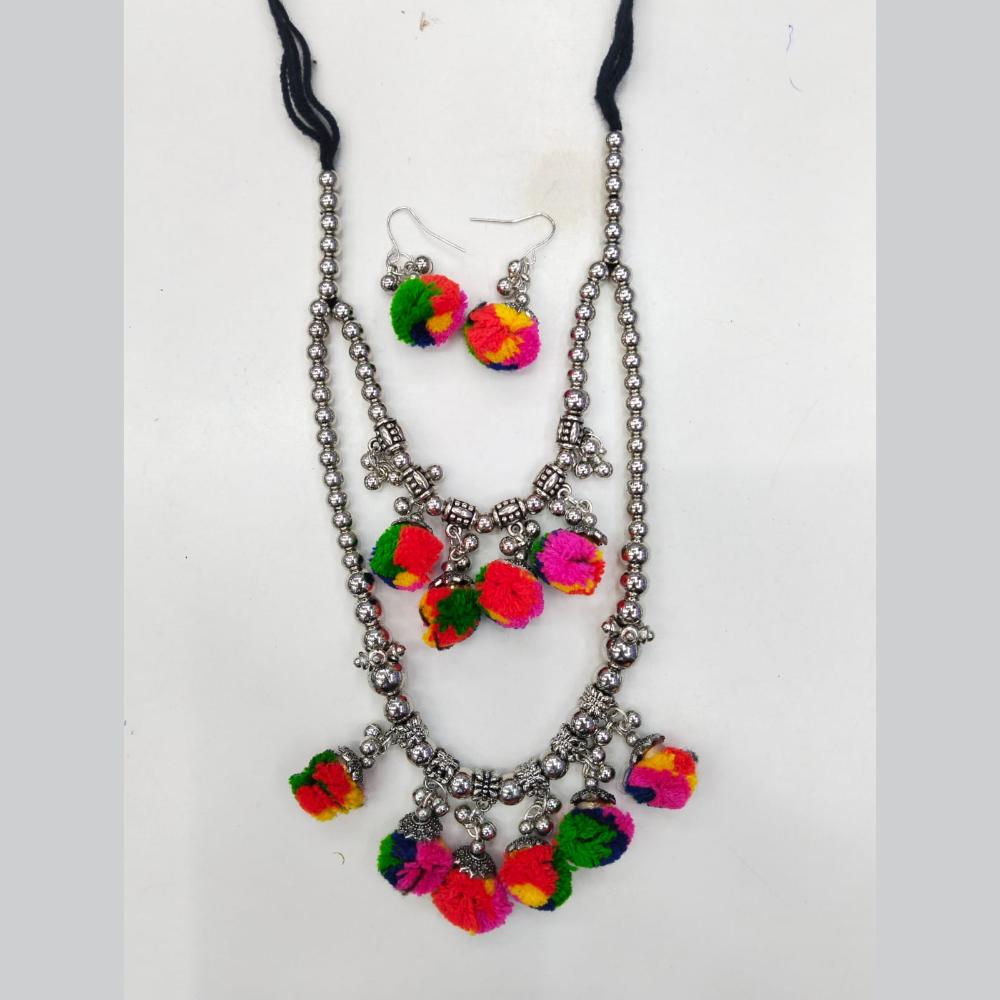 Manisha Jewellery Oxidised Plated Pom Pom And Ghungroo Necklace Set