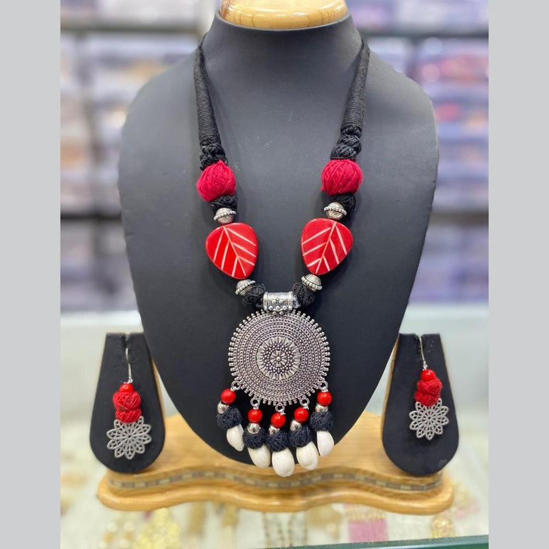 Manisha Jewellery Oxidised Plated Thread And Shell Pearls Necklace Set