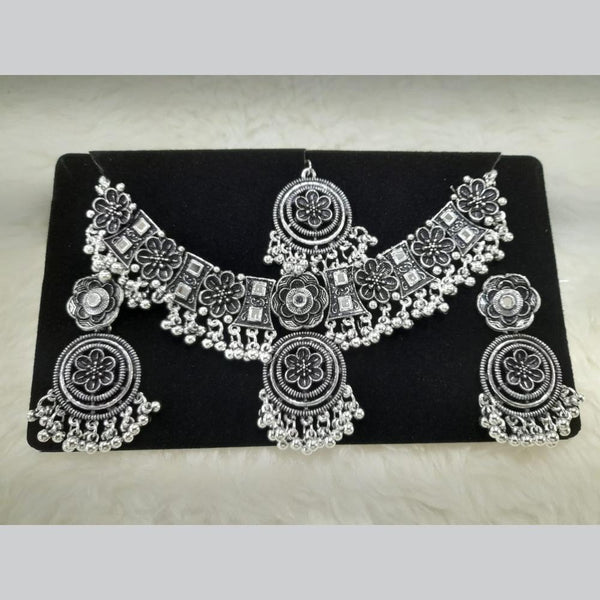 Manisha Jewellery Oxidised Plated Mirror And Ghungroo Choker Necklace Set